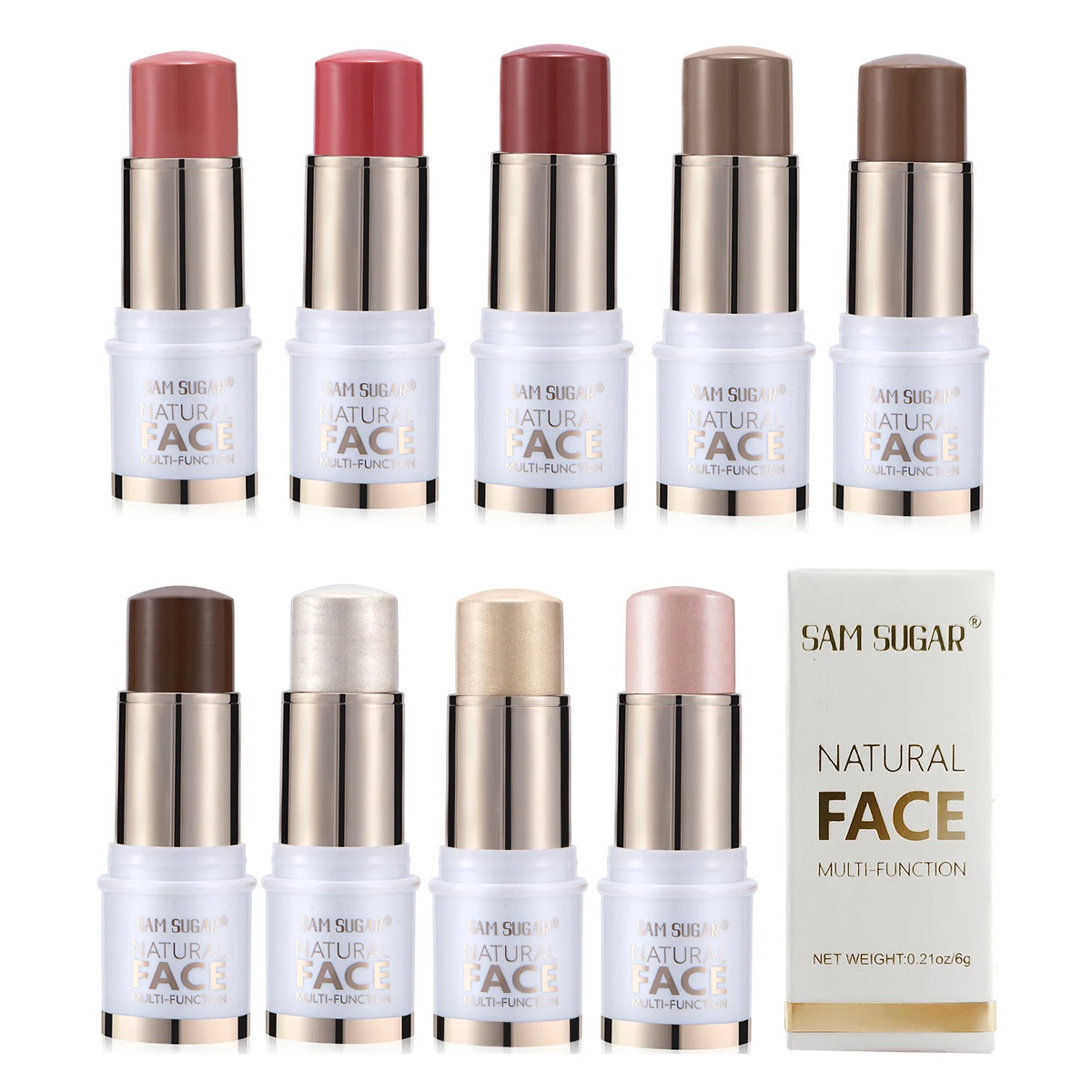 3 in 1 크림 같은 컨투어 스틱 하이라이트 컨투어 블러쉬 하나로 방수 및 오래 지속되는 삼차원 얼굴 윤곽 연출