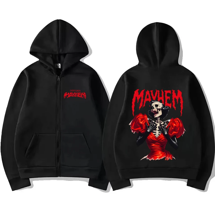 

Mayhem Ball lady gaga fashion Hoodie Coat 2025 new Men’s Women vintage streetwear Oversized fashion Unisex Fleece Zip-up Jacket