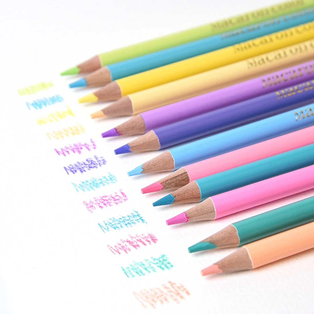 

12Pcs Macaron Colors Water Soluble Colored Pencils Student Sketching Painting Pencils Art Supplies