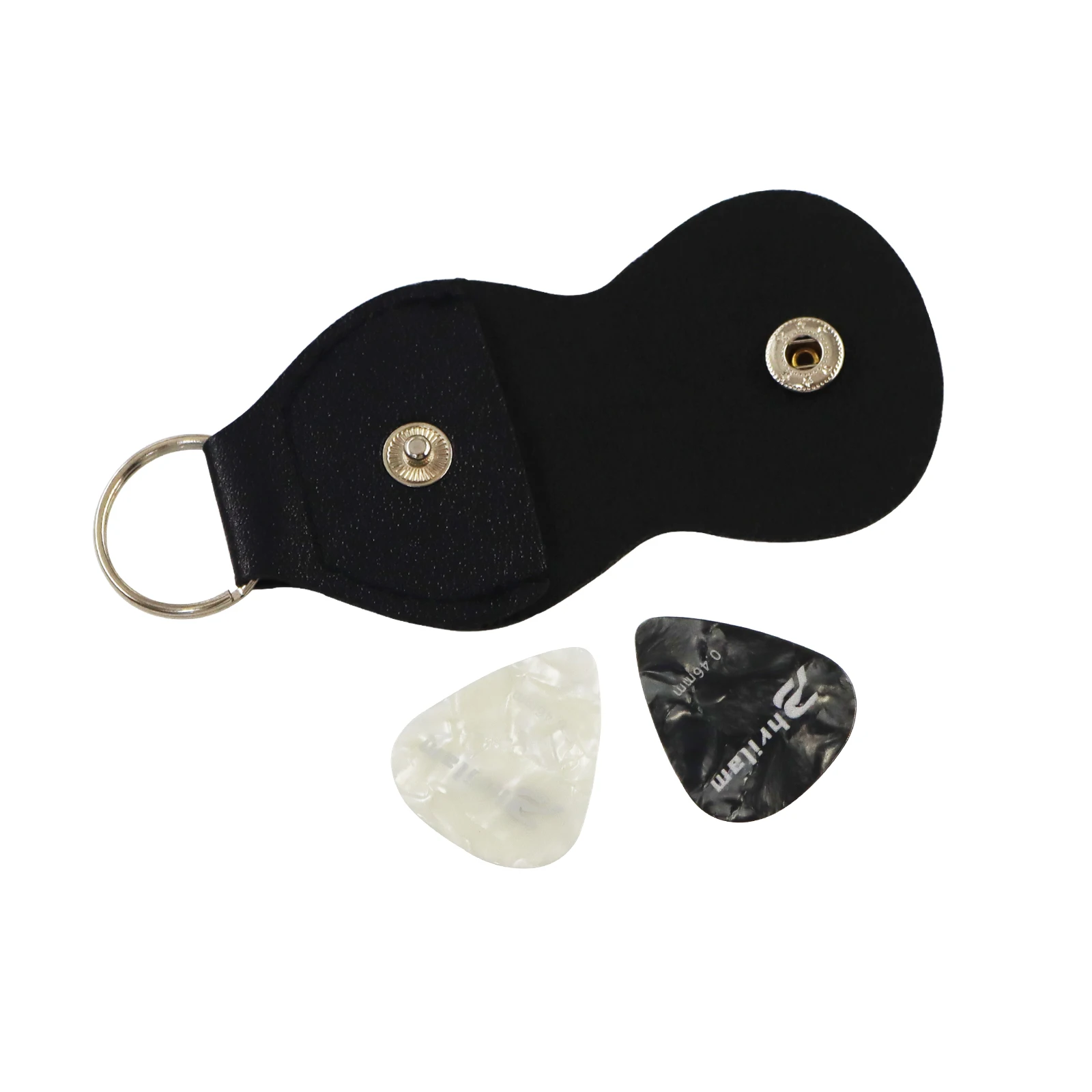 PHRILAM Leather Guitar Pick Holder Keychain Case Bag Plectrum Key Fob for Guitar Players Gift with 2 Random Color 0.46Picks view 3