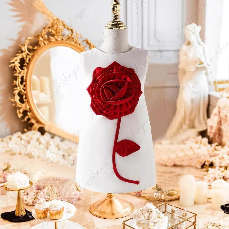 

Летнее новое стильное праздничное платье-блузка с объемным цветочным узором для девочек, платье принцессы