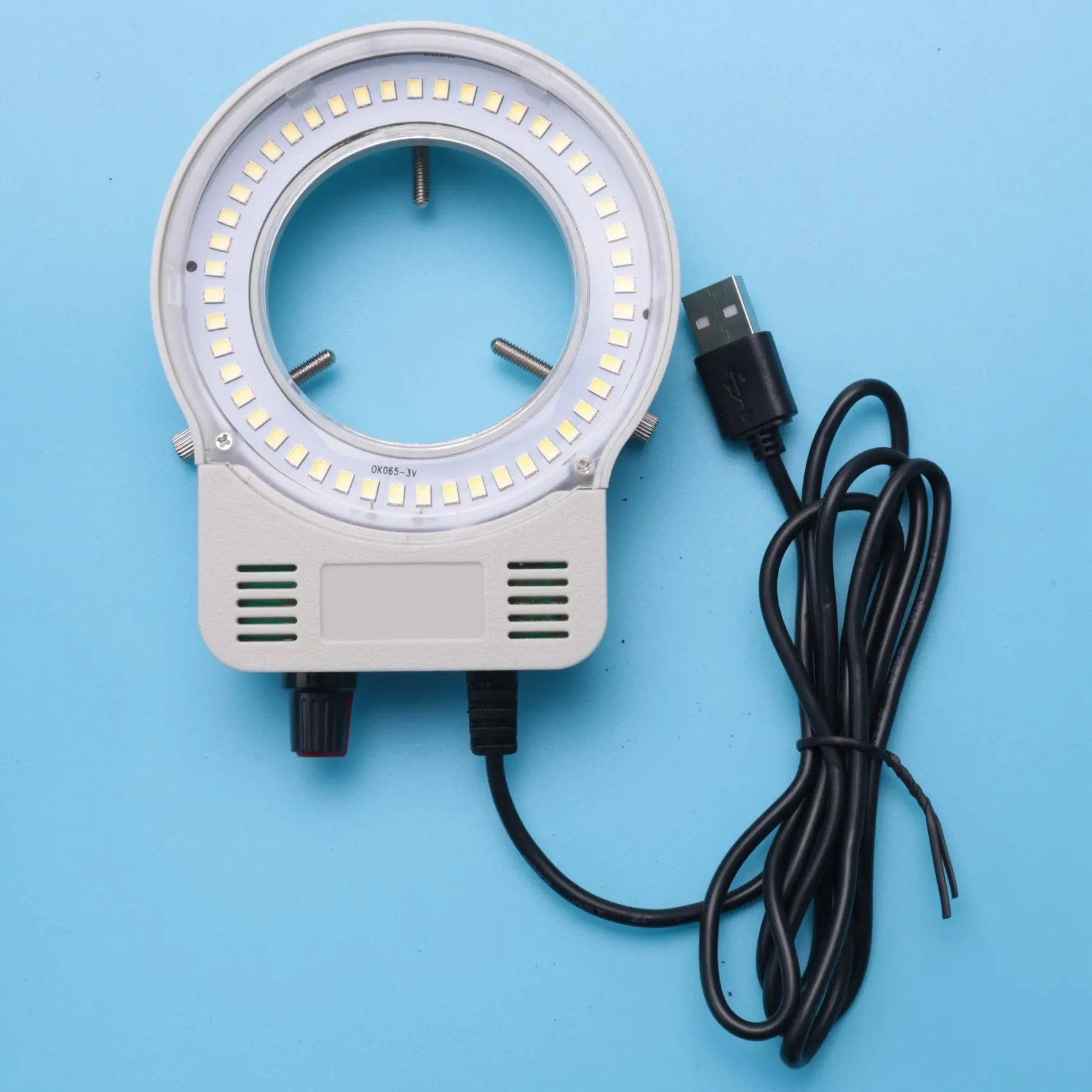 48 LED Industrial Microscope Camera Light Source Ring Lamp Light Illuminator Lamp Adjustable Brightness USB Interface