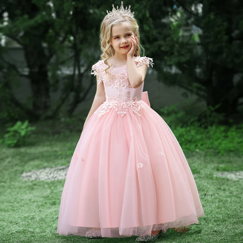 Formal Kids Long Bridesmaid Dress For Girls Children Costume Floral Prom Princess Dresses Vestido Girl Party Wedding Gown