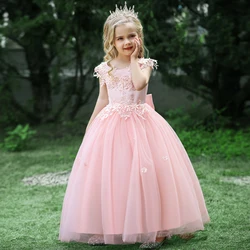 Formal Kids Long Bridesmaid Dress For Girls Children Costume Floral Prom Princess Dresses Vestido Girl Party Wedding Gown