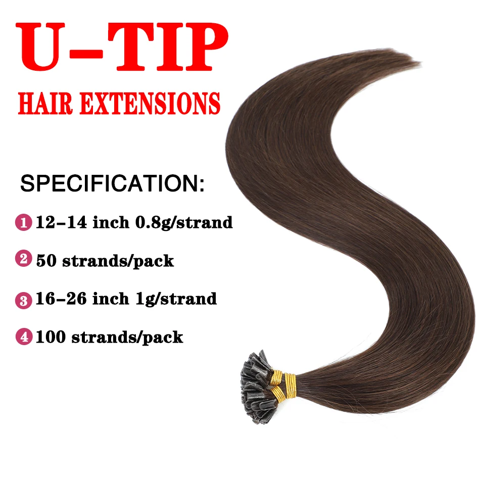 U Tip Hair Extensions Human Hair Balayage Darkest Brown with Medium Brown U Tips Extensions Human Hair Natural Hair Extensions