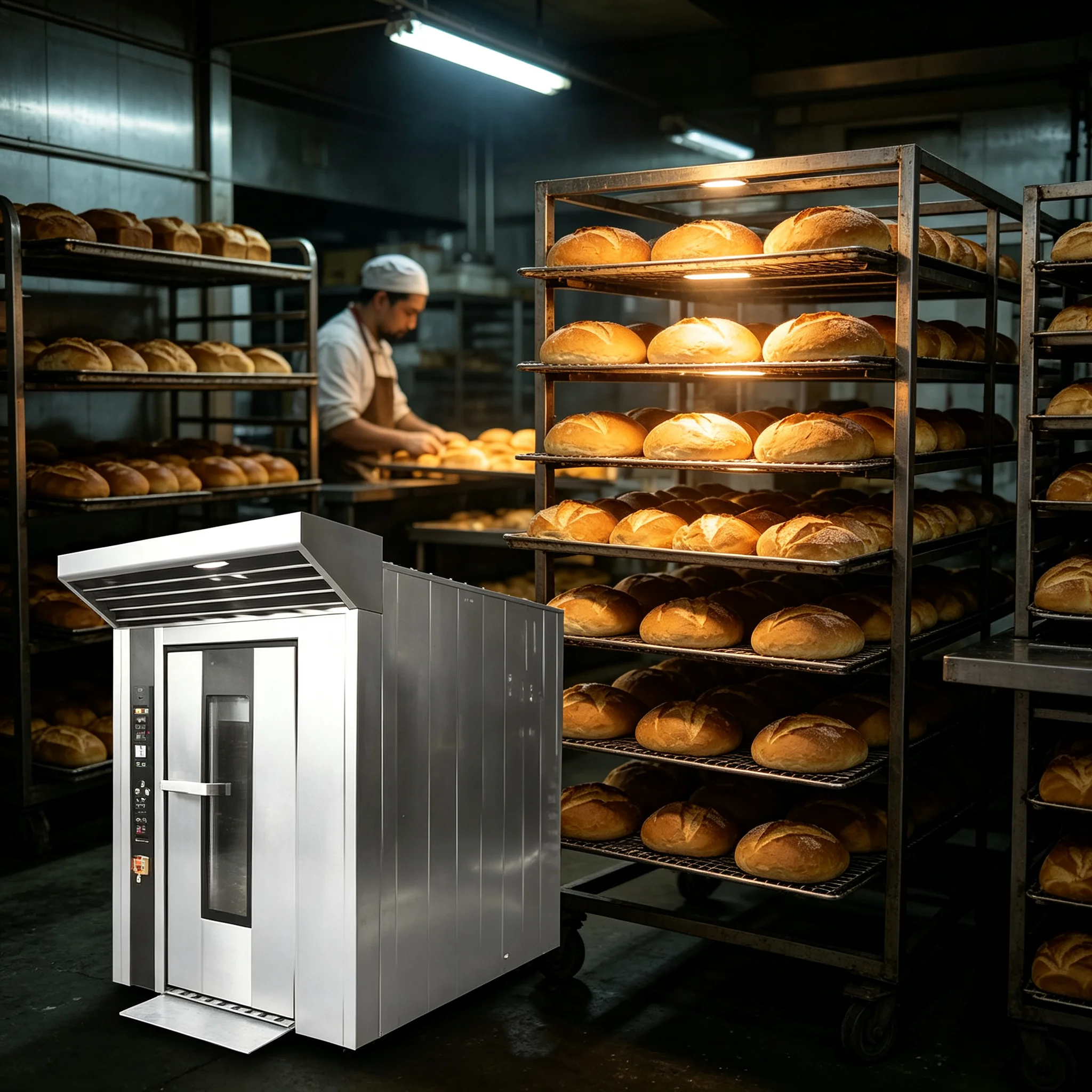 Convection Countertop Oven, Industrial Rotary Roaster, Dual Heating Element for Pizza Bread Cake Meat