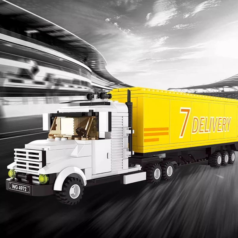 

SEMBO Container Transport Truck Building Blocks Children's Educational Handmade Assembled Car Model Trendy Toy Birthday Gift