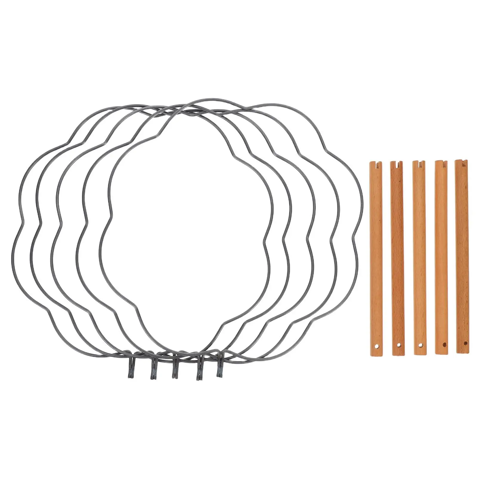 

5pcs Round Fan Craft Sticks Wooden Handle Handmade Iron Frame Decorative Fans Foldable Japanese Fan Silk DIY Chinese