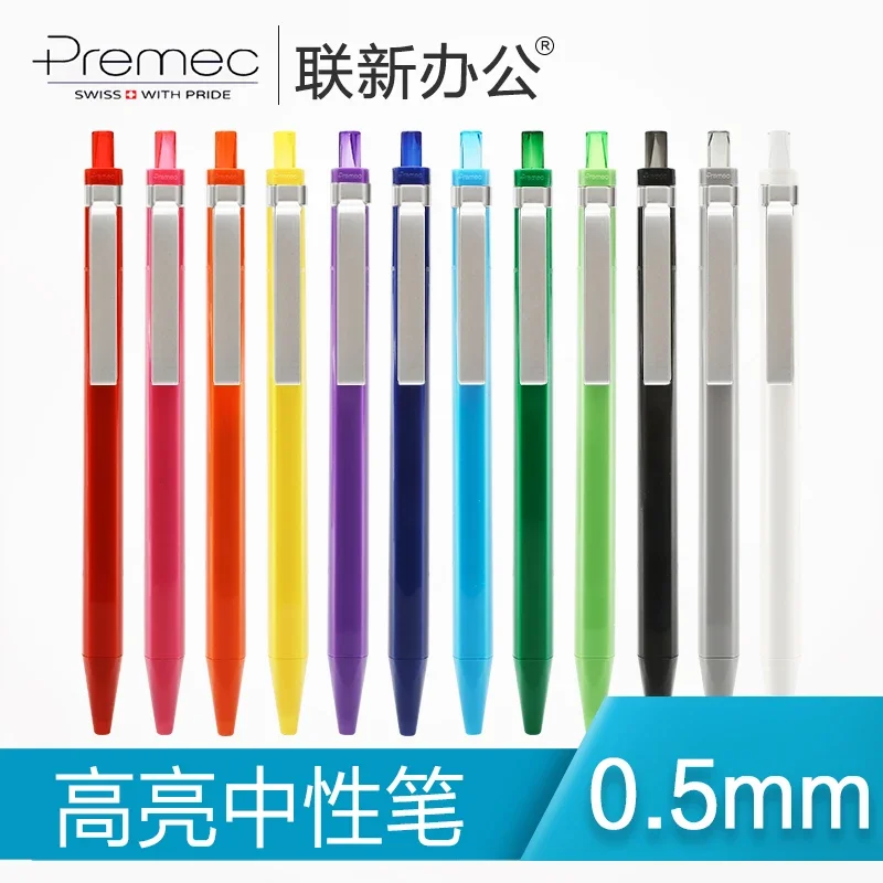 

5 шт., Швейцария, яркая гелевая ручка Premec Candy P1003, однотонная, простая металлическая шариковая ручка-ролик 0,5 мм
