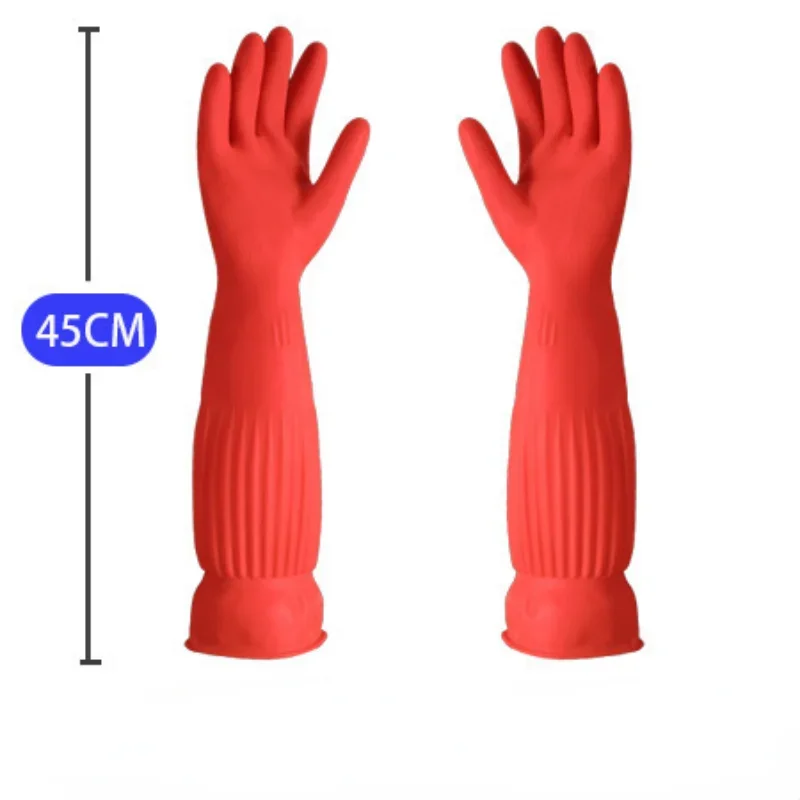 Rubber Lengthened Thickened Beef Tendon Gloves Dishwashing Laundry Waterproof Non-slip Wear-resistant Durable Cleaning Gloves