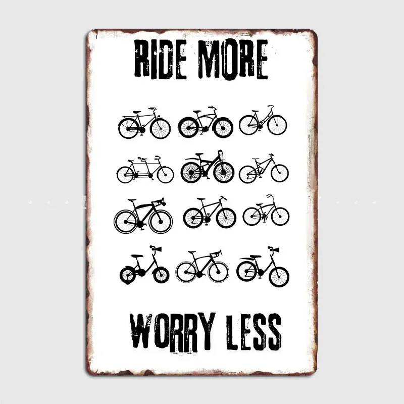 Ride More Worry Less Poster Retro Metal Sign Posters Bar Interior Wall Room Decoration Living Vintage Home Decor