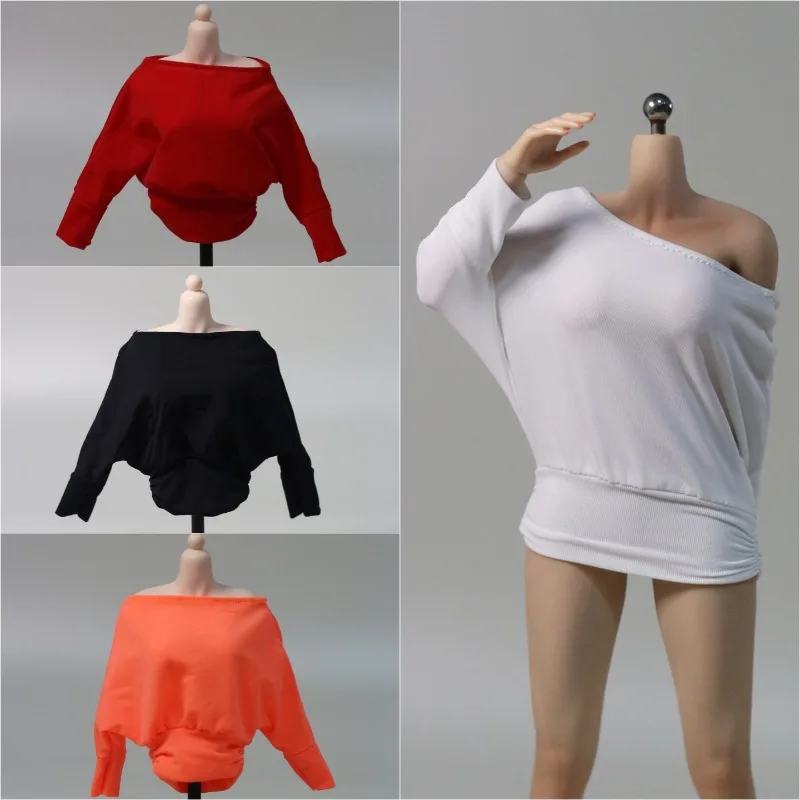 

1/6 Scale Solid Color Batwing Sleeve Off-the-shoulder Dress Action Figures Clothes Model for 12'' Ph Tbl Female Soldier Body
