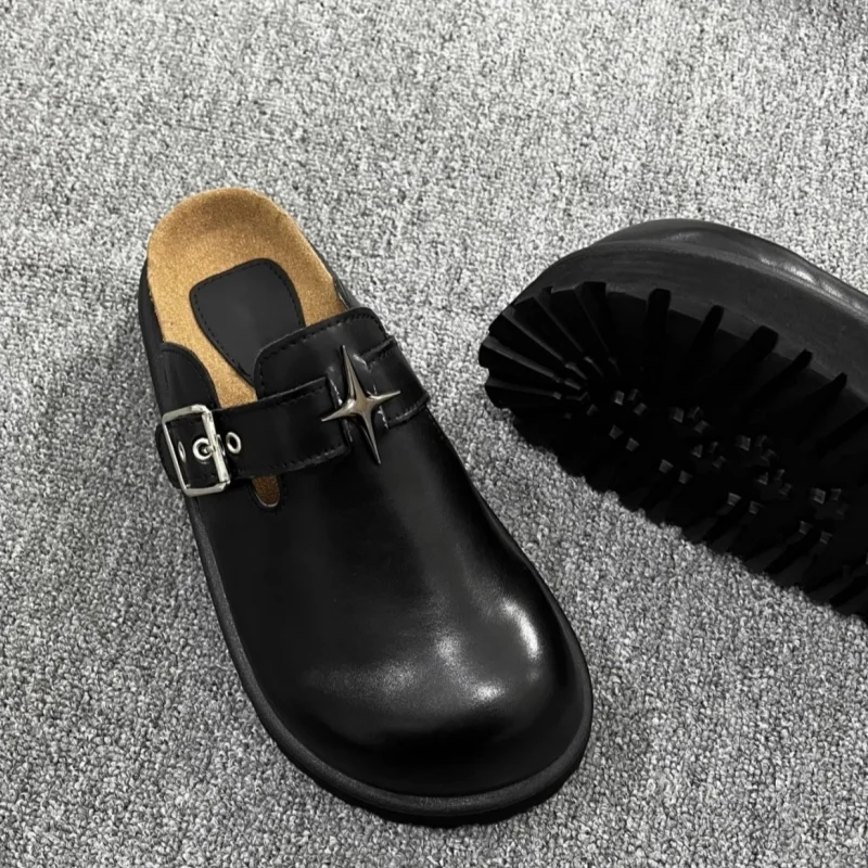 Chunky Heel Platform Women Mules Shoes Fashion Metal Decoration Belt Buckel All Match Casual Slippers Outdoor Lady Beach Shoes view 4