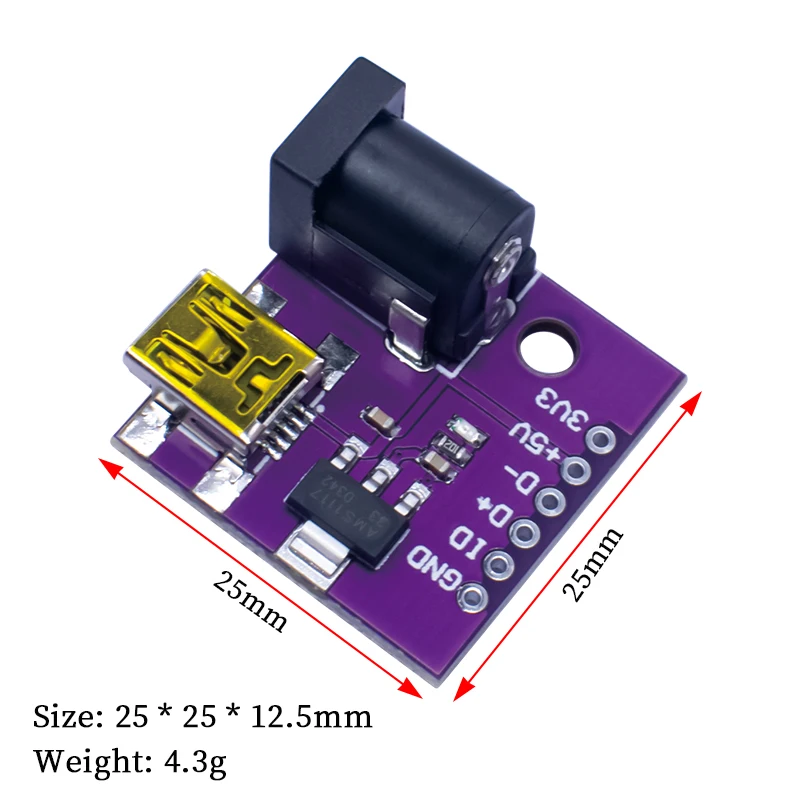 MINI-USB-5P DC005 socket DC power step-down module transformer 12V 5V to 5V 3.3V