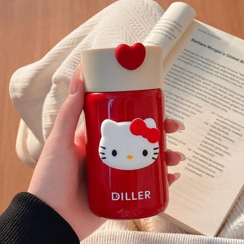 Hello Kitty Anime Kawaii Sanrio Ins doux Thermos tasse mignon dessin animé Portable thé eau séparation bouteille cadeaux pour les filles