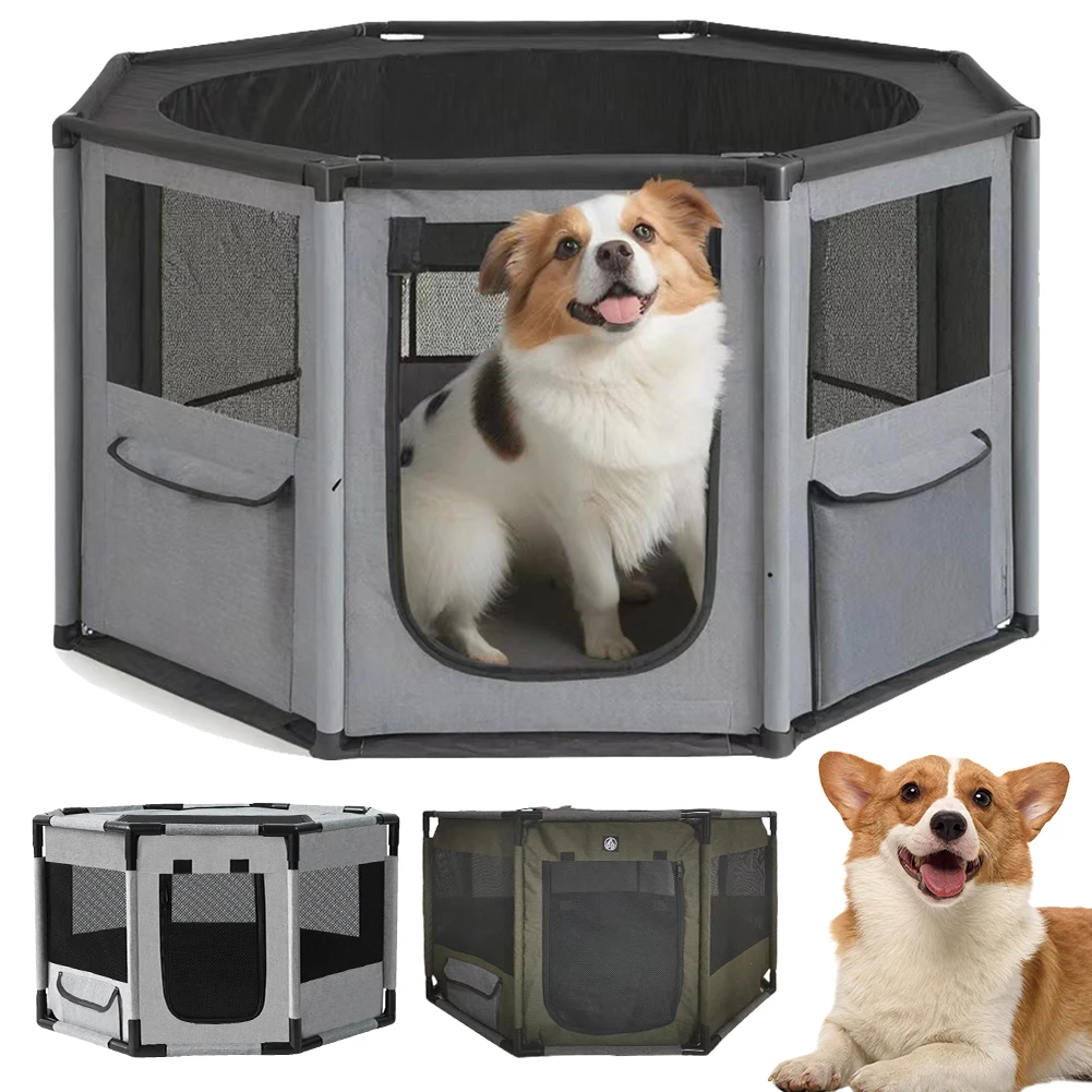 

Octagon Breathable Mesh Dog Crate Pet Fence with PVC Pipe Oxford Fabric Waterproof Pet Octagonal Cage Fence for Puppy Dog Cat