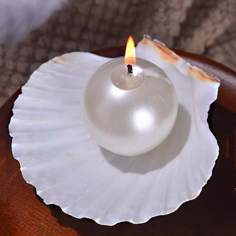 Elegant Pearl Ball Candles with Shell Holder Guest Gift Candles for Weddings Centerpieces Table Decor Candle view 6