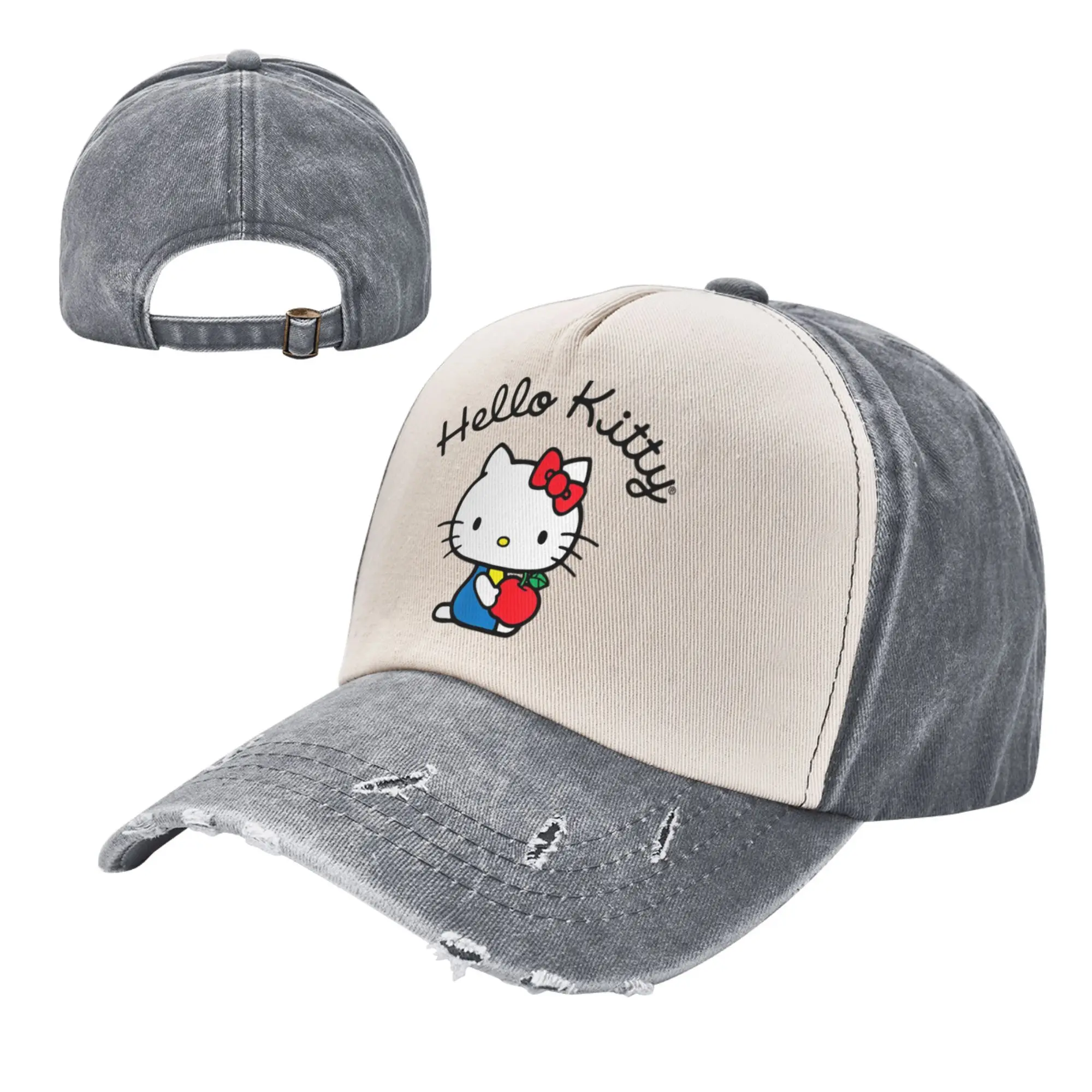 

Retro Hello Kitty Retro Logo Baseball Caps Unisex Distressed Washed Snapback Hat Outdoor Activities Adjustable Hats Cap