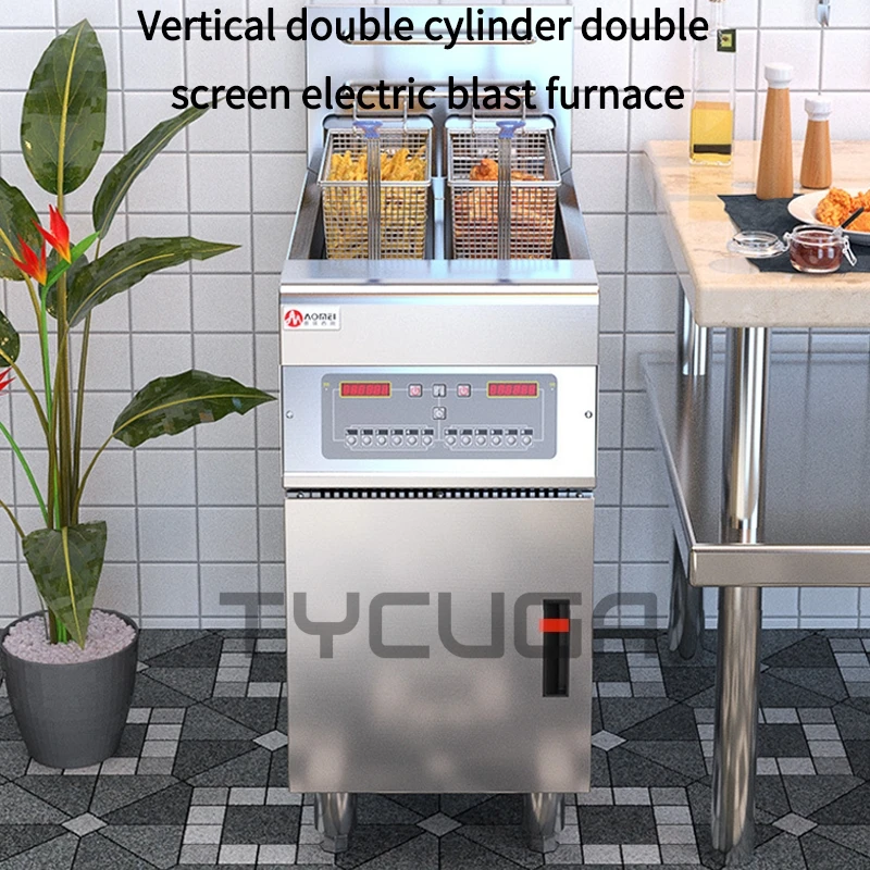 

Commercial Gas Fryer 14L*2 Deep Stainless Steel Machine Two Tanks Double Sieve Chicken/French Kitchen Restaurant Food