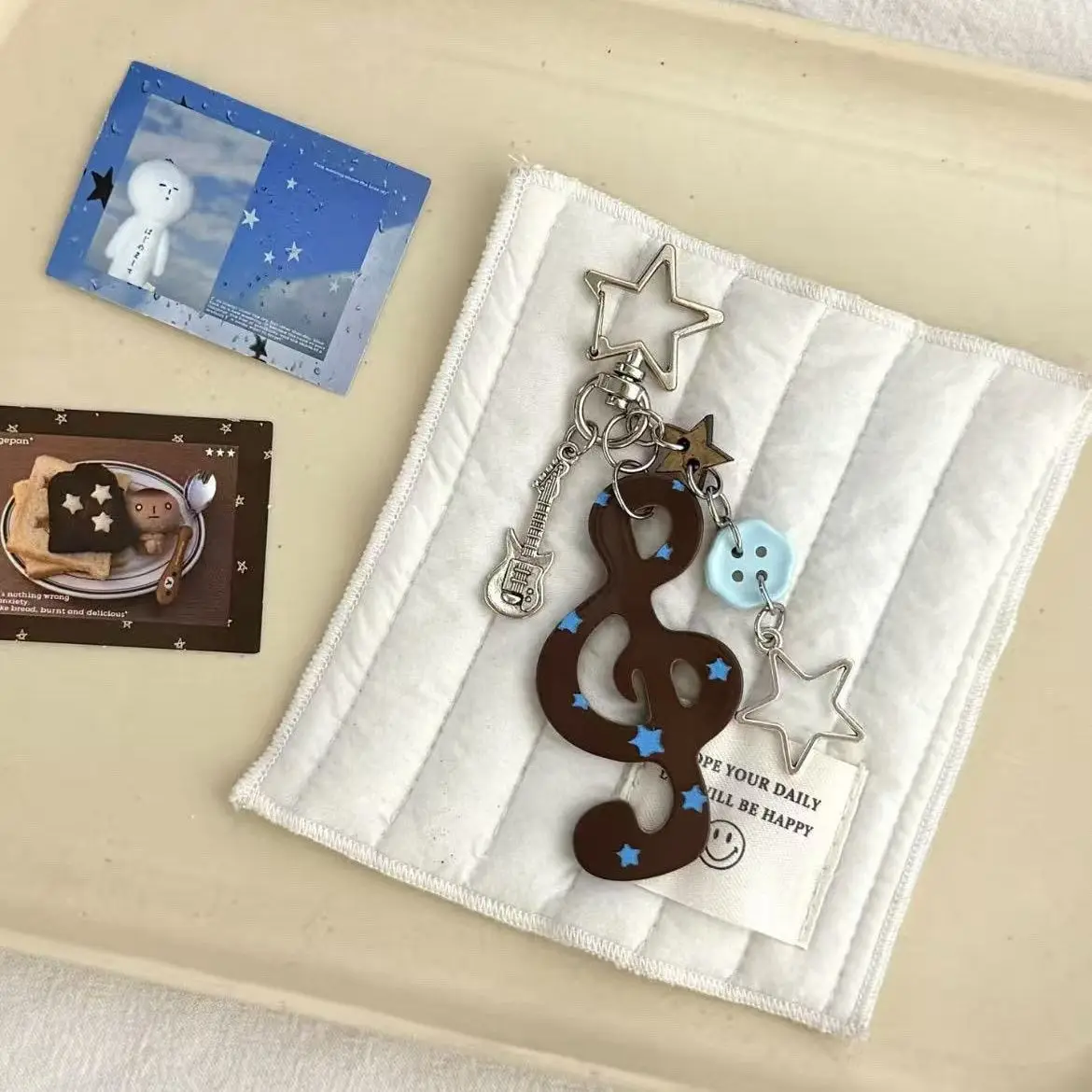 Lucky Star Melody Big Note Star Buckle Mobile Pendant Keychain Pendant Versatile Hanging Chain Versatile SimpleY2K