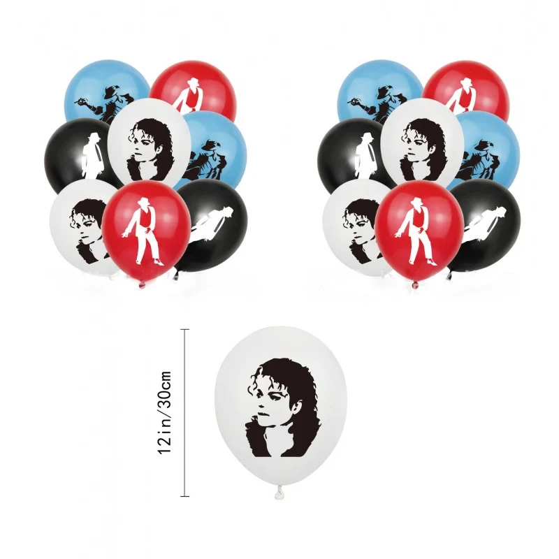 Neues Michael-Jackson-Geburtstagsdekorations-Set mit Musik-Hintergrund, Ballons, Tortendekoration und Banner für Kinder- und Erwachsenenfans, Partyzubehör – Detail 4