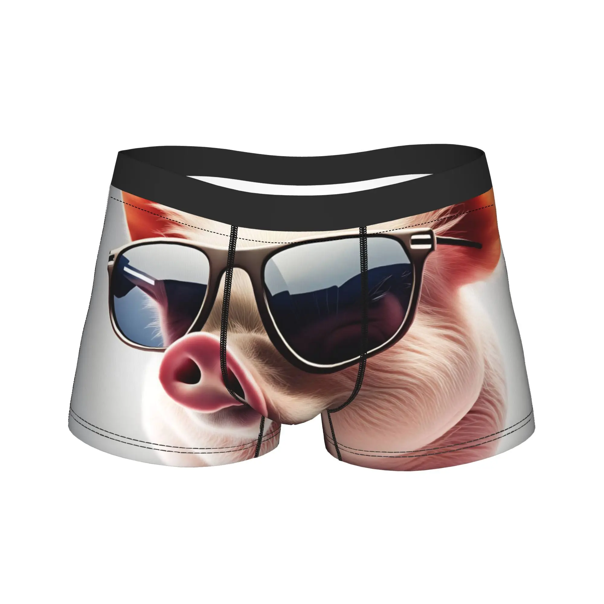 

Cute Pig With Glasses Underwear Male Underpants Pattern Classic Boxershorts Hot Sale Shorts Briefs Big Size