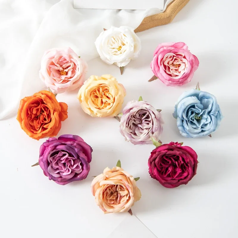 50/100Pcs Artificial Flowers Silk Peony for Outdoor Garden Christmas Wreaths Flower Scrapbooking Home Party Wedding Decoration