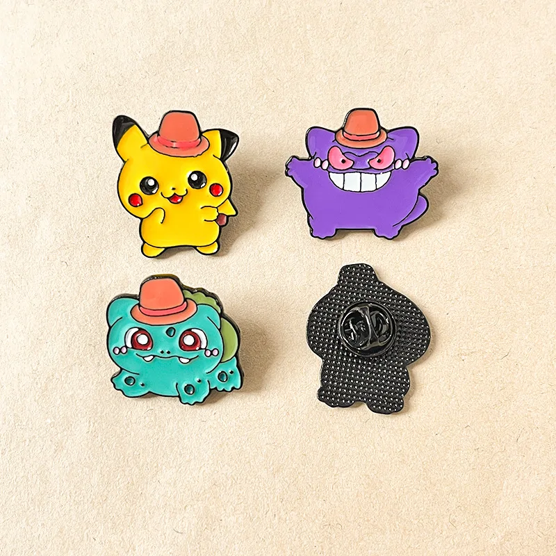6pcs Anime Pokemon Enamel Pins Set Psyduck Gengar Pikachu Cosplay Brooches Unisex Backpack Jewelry Gift for Fans