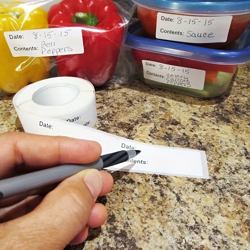 5rolls 125pcs/roll Dissolvable Food Label Stickers for Freezer, Jars, and Jams - Easy to Apply and Read -