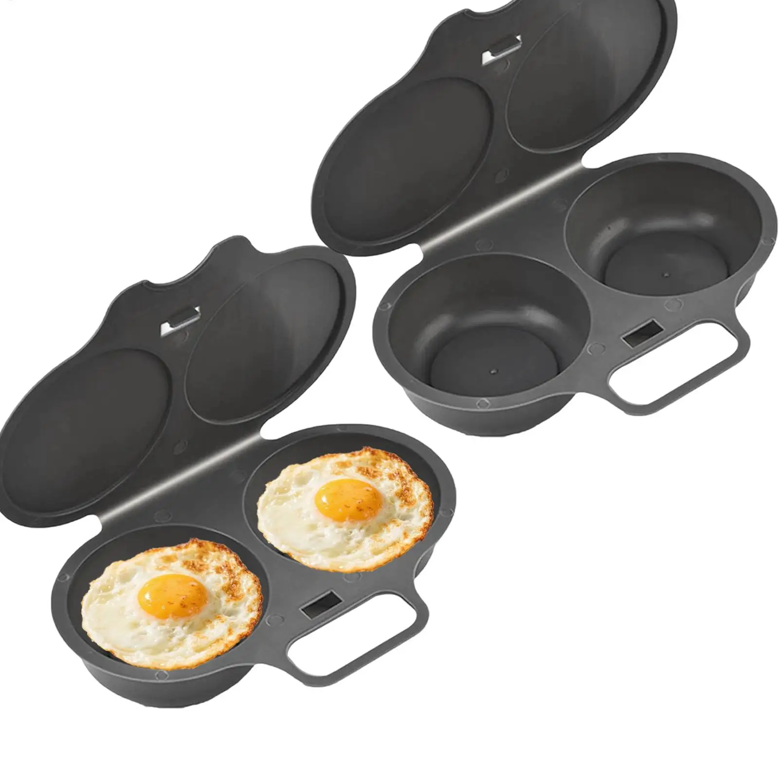 2-Cavity Microwave Egg Cooker with Lid & Handle 2pcs Nonstick Egg Poacher Steamer for Apartment Dorm & Breakfast
