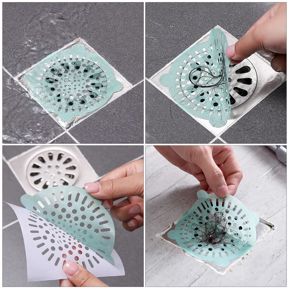 30Pcs Disposable Floor Drain Sticker Self-Adhesive Hair Filtering Sticker Waterproof Sewer Block Prevention for Sink Shower Tub