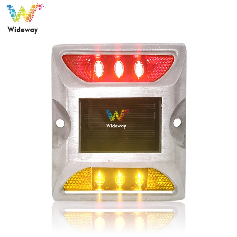 Solar powered dual color elevated road channel deck pier LED road stud