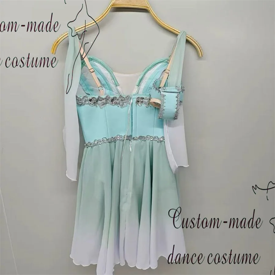 Nuovo design Dimensioni personalizzate Colore personalizzato Abbigliamento da prestazione per ragazze per bambini Abito da balletto lirico verde lago contemporaneo