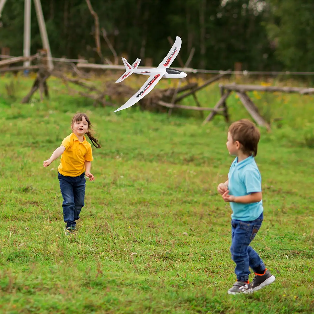 Avion à Lancer à la Main de 99cm en Mousse EPP, Avion de Voltige pour Enfants, Jouet de dehors de Plein Air, Modèle Volant avec Autocollant