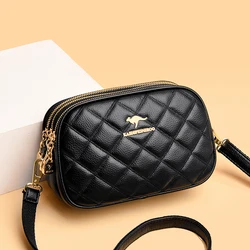 2022 New Summer Square Small Single Shoulder Messenger PU Bag Women's Three-Layer Round Luxury Simple Messenger Bag Zero Wallet