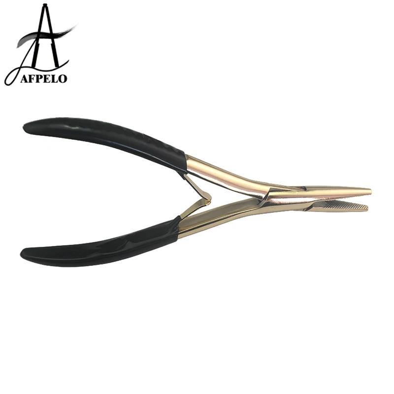 كماشة إطالة الشعر ذات طرف مسطح من الفولاذ المقاوم للصدأ مع أدوات شعر الأسنان لوصلات الشعر #5