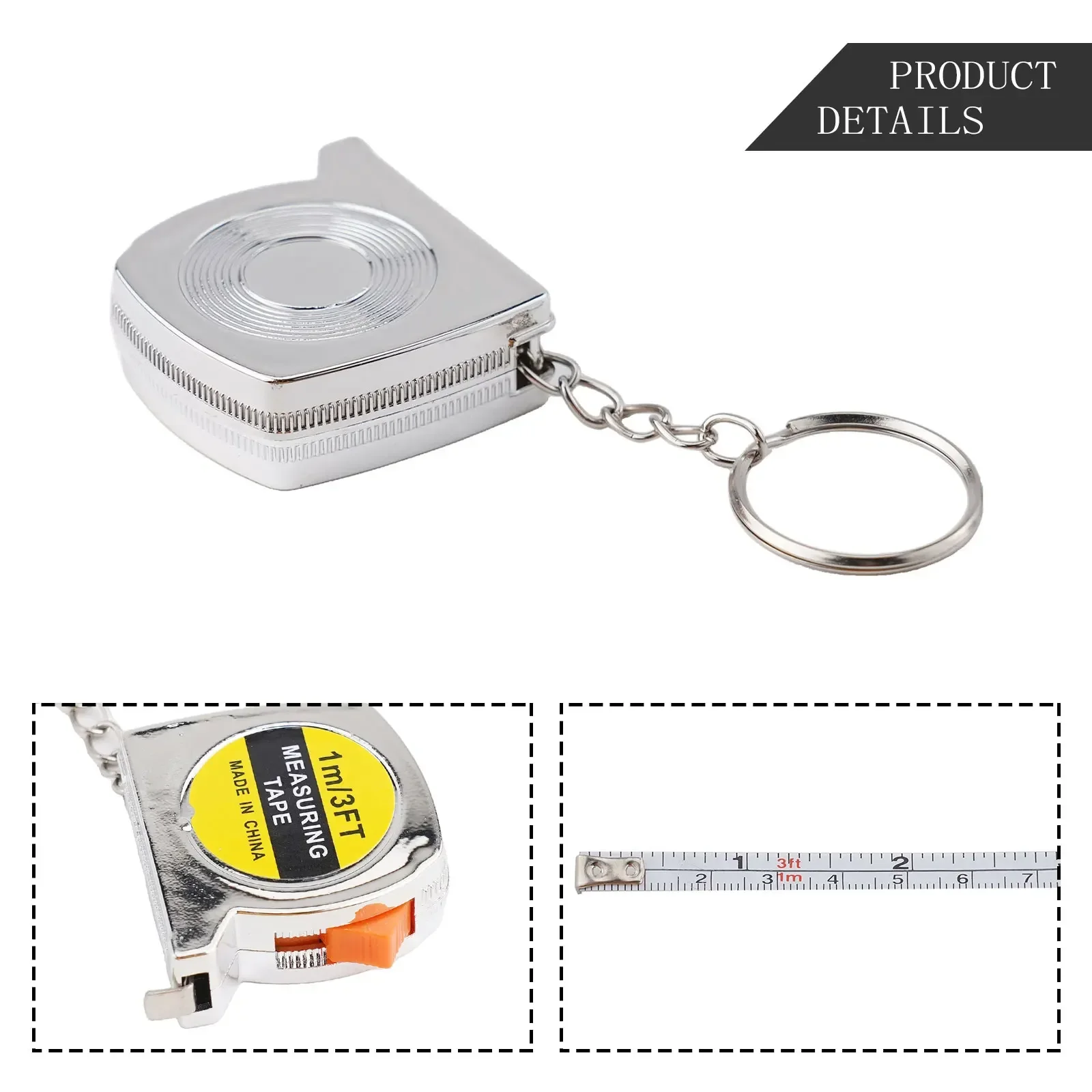 Keychain Ruler Metric Inch Tape Sturdy Construction Accurate Measurements Dual-sided Measurement Easy To Carry