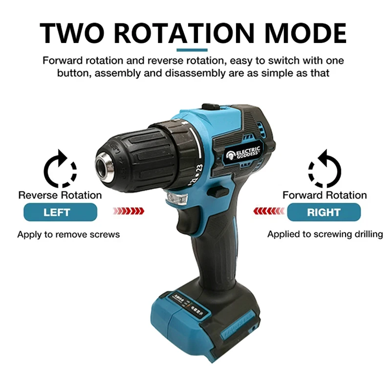 Electric Goddess Brushless Electric Impact Drill Cordless Rechargeable Screwdriver Drill DIY Power Tools For Makita 18V Battery