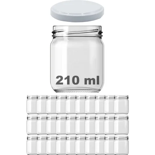 Afracam 210 ml Metal White Clear Glass Jars With Lid 30 Pcs