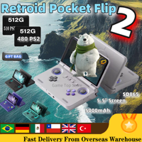 Retroid Pocket Flip 2 Handheld Console SD865 5.5”1080p Oled Wifi6 Handheld Portable Gaming Console With Hall Rockers Custom PS2