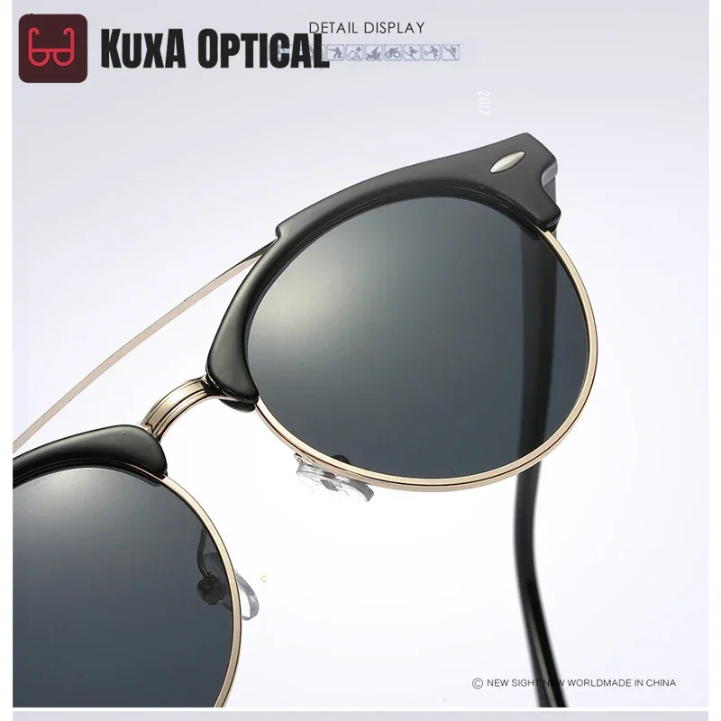 

XUKA Men'sRound Sunglasses Retro Women Myopia Glasses Polarized Steampunk Sun Glasses Custom Prescription Vintage -0.50 TO -6.0