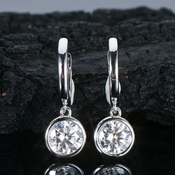 IOGOU 3CT 1CT 2CT D Moissanite Drop Hoop Huggie Earrings for Women 925 Silver Hoops Original Jewelry 8mm 9mm 6.5 Lab Diamond