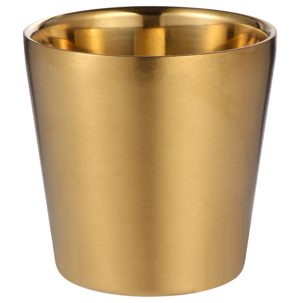 

Stainless Steel Water Mug Double Layer Insulated Cup Gold Plated Coffee Beer Cup Outdoor Use Non-Slip Flat Base