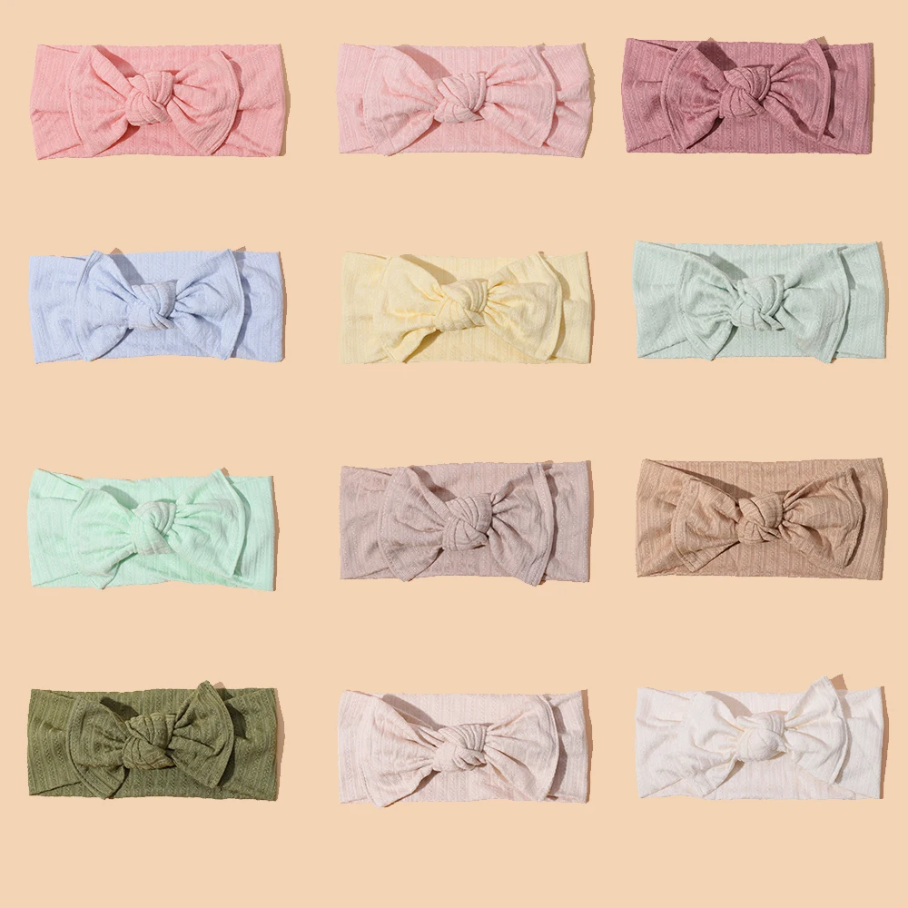 Newborn Stretchy Hairband Baby Girl Hair Accessories Cable Knit Headband Bowknot Headbands Wide Turban Gifts 2023 Summer New