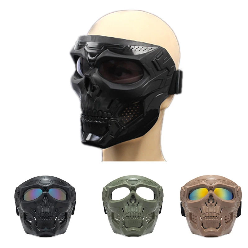 Skull Ghost-shape Glasses Cs Tactical Riding Mask Wind-proof Adjustable for Motorcycle Off-road Protective Wind Mirror Goggles