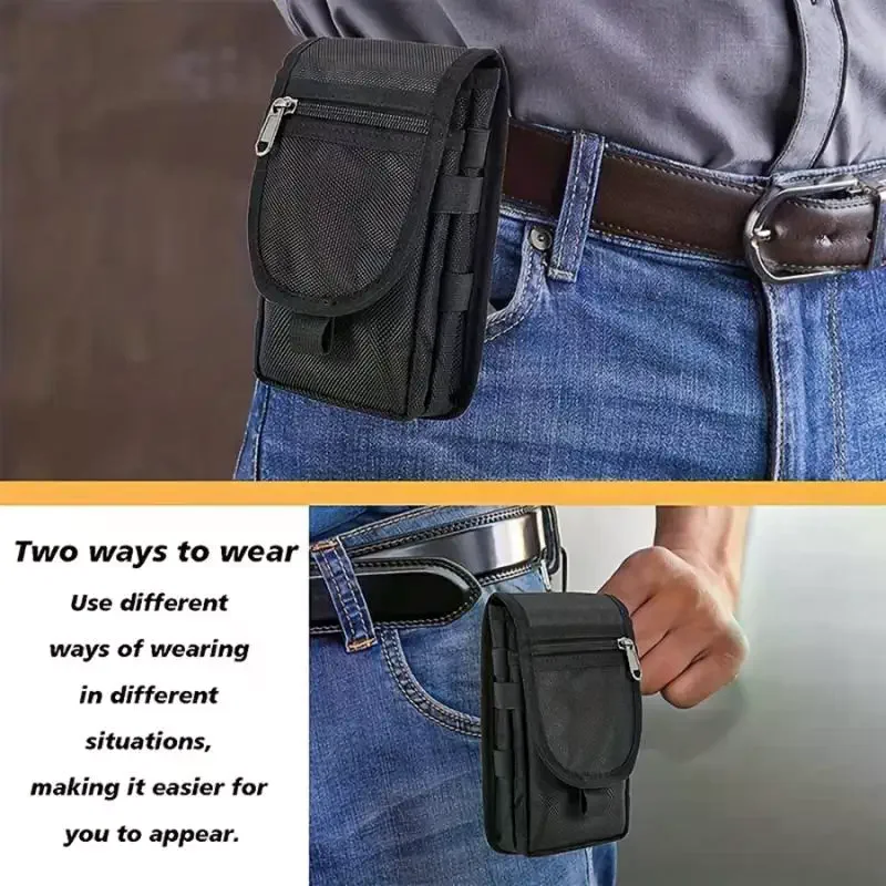 携帯電話バッグ カジュアルウエストバッグ ペン挿入バッグ フリップトップ携帯電話ウエスト吊り下げバッグ ウエストバッグ 携帯電話