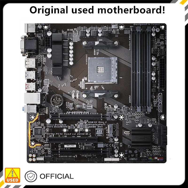 

For B350 GA-AB350M-D3H AB350M-D3H Motherboard Socket AM4 For AMD B350 DDR4 USB3.0 SATA3 Original Desktop Used Mainboard