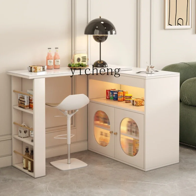 ZK Retractable Bar Integrated Kitchen Open Balcony High Bar Table Hallway Storage Side Cabinet