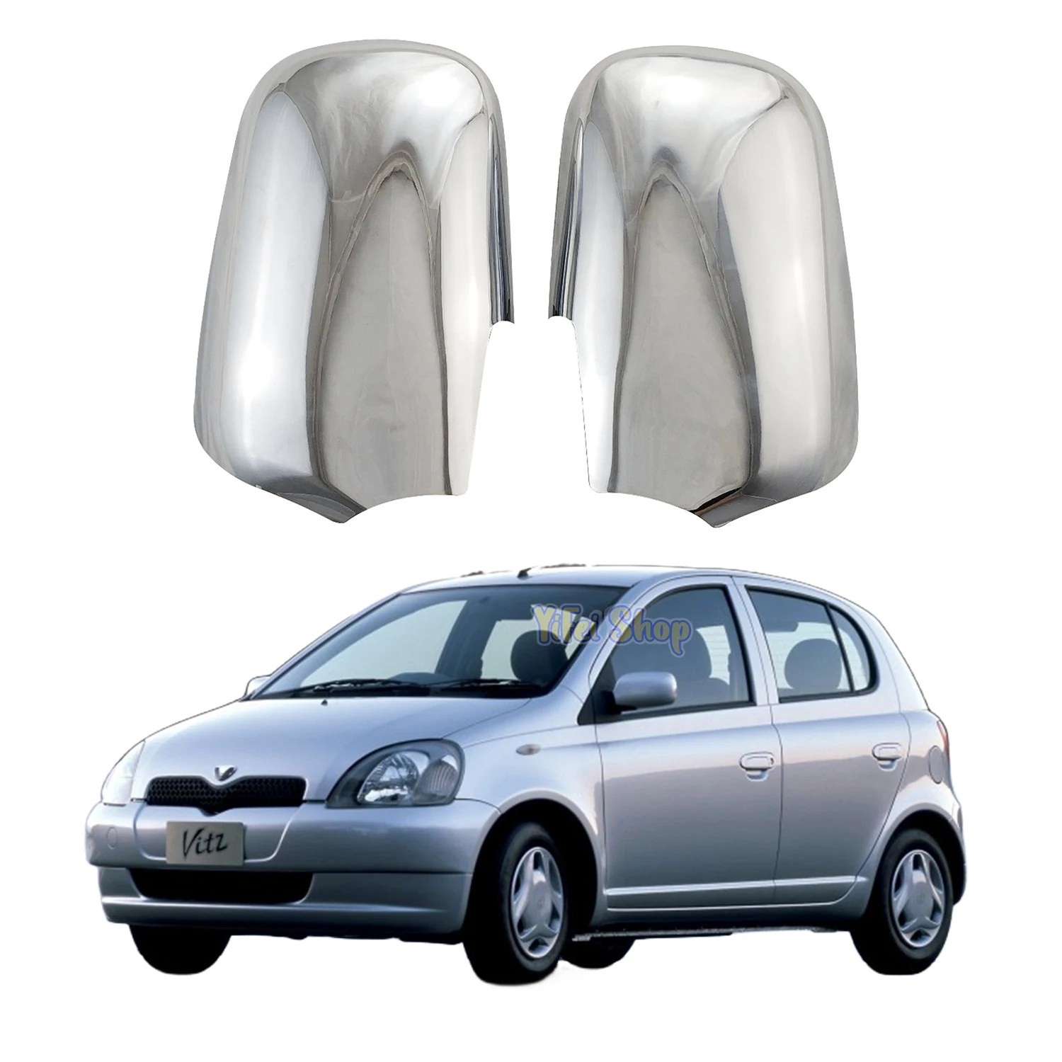 

2PCS Car Chrome Plated Rearview Accessories Door Mirror Cover Trim Paste Style For Toyota Yaris Vitz 1996 1997 1998 1999 2000