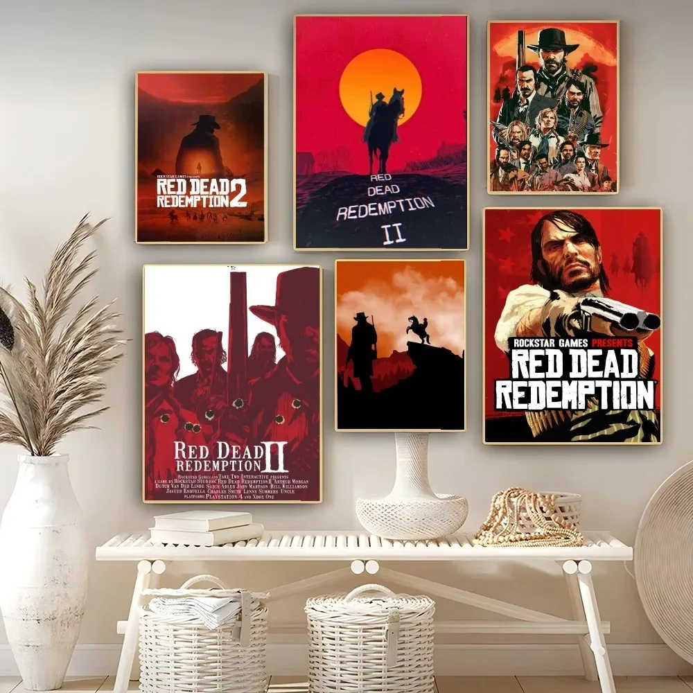 Red Frequency Redemption 2 Affiches de jeu de film, Art mural, Peinture sur toile, Décor d'affiche, Salon, Décoration d'intérieur